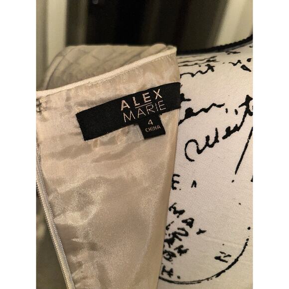 Alex Marie‎ Tan Textured Sheath Pencil Dress Pockets Geometric Office Work Sz 4 - Picture 11 of 12